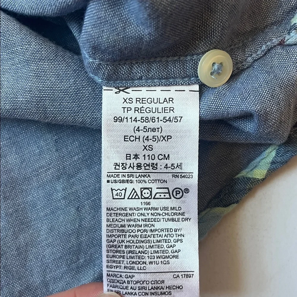 GAP Kids Light Blue and Navy Plaid Button-Down Shirt